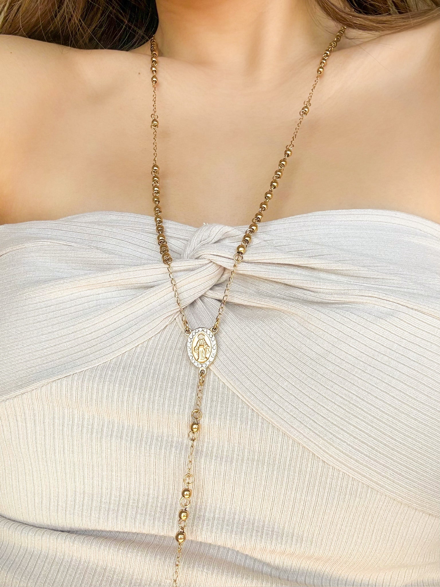 Rosary cross necklace