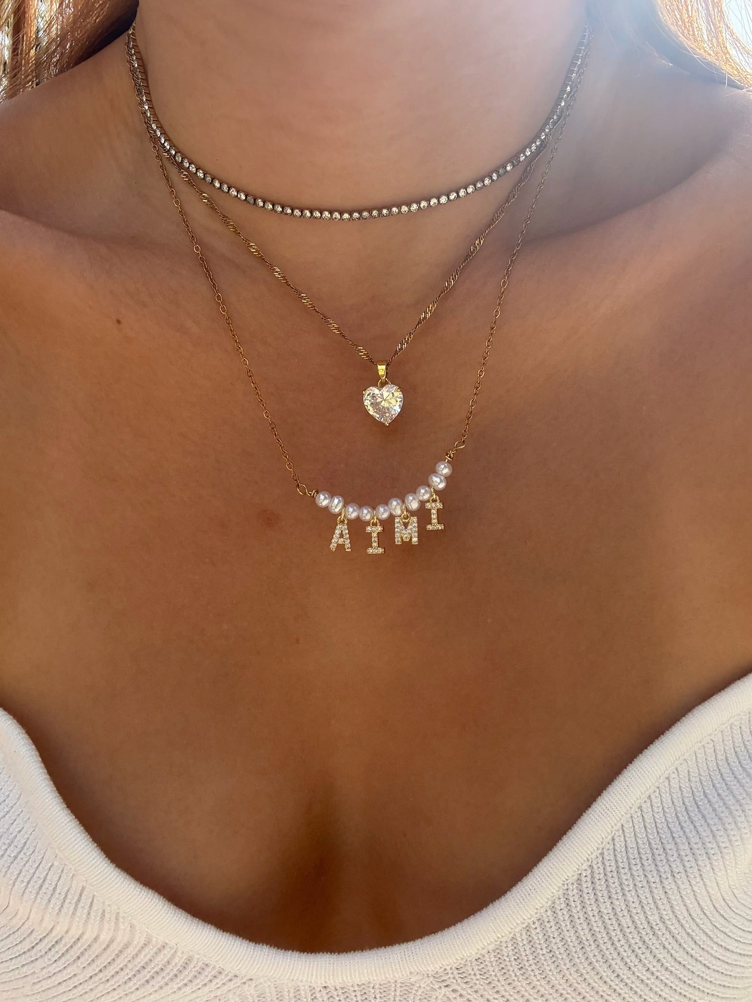 Pearl name necklace
