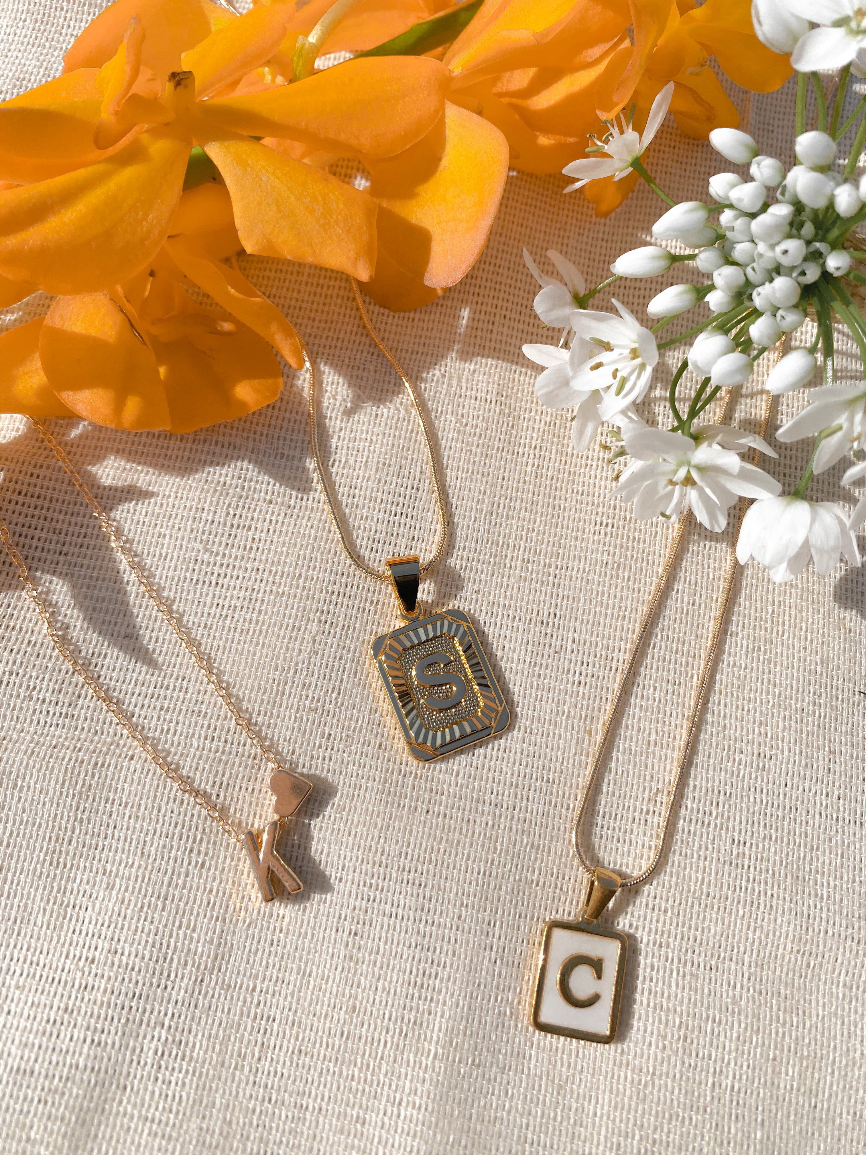 Gold Plate Letter Necklace