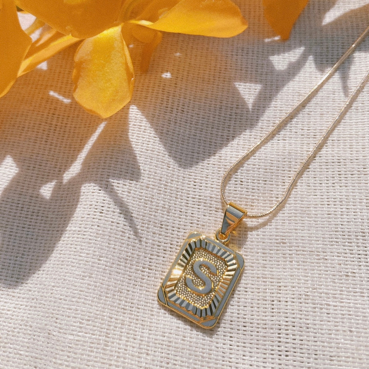 Gold Plate Letter Necklace