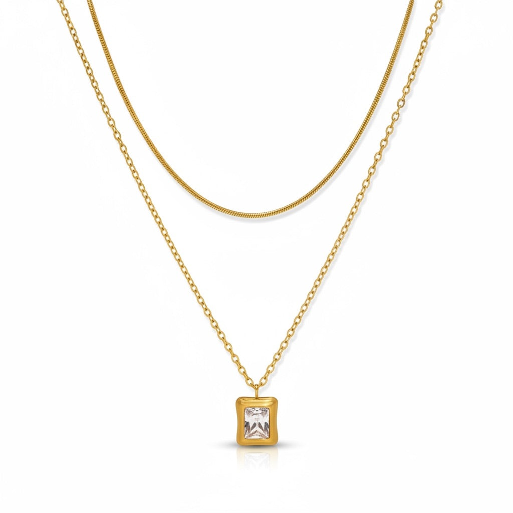 Layered crystal necklace