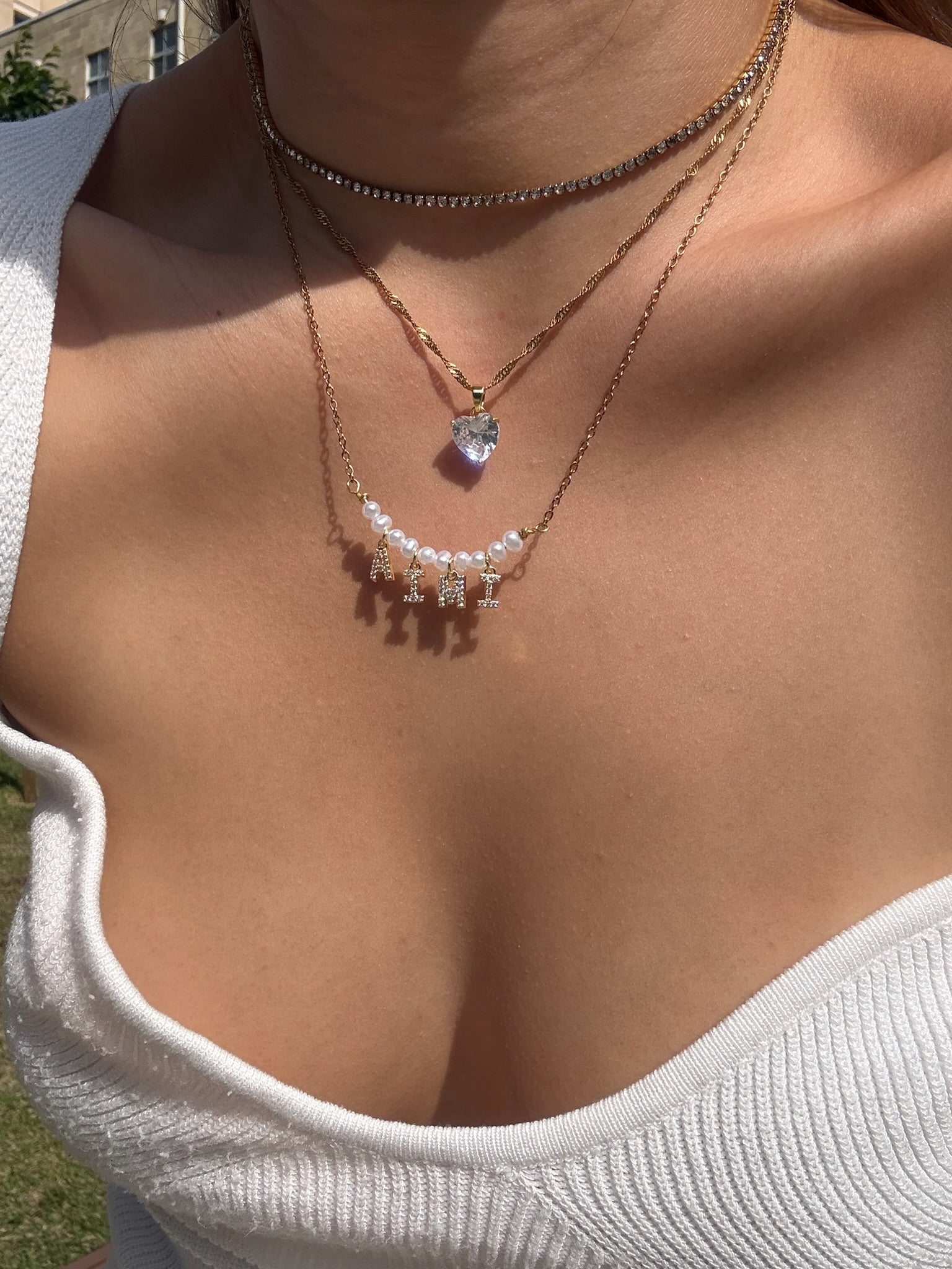 Pearl name necklace