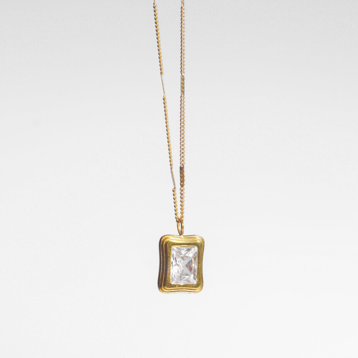 Crystal square frame necklace