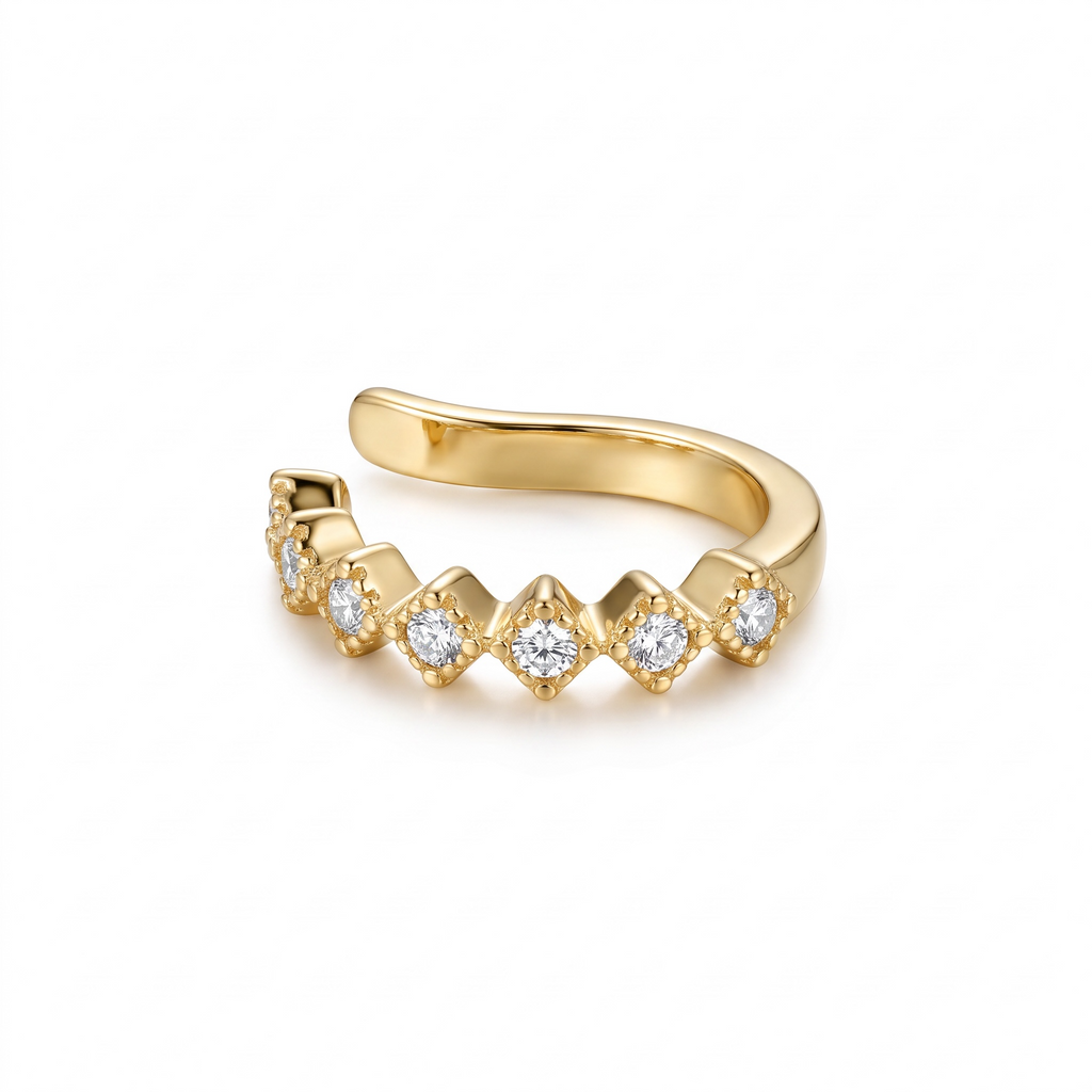 Golden wave ear cuff