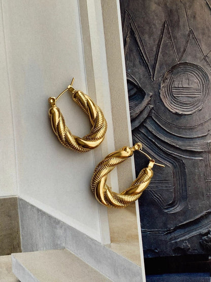 Gold Twist Hoops