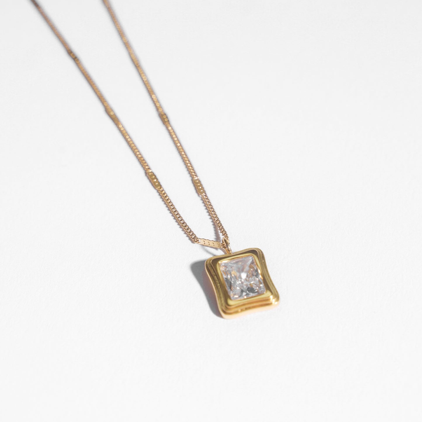 Crystal square frame necklace