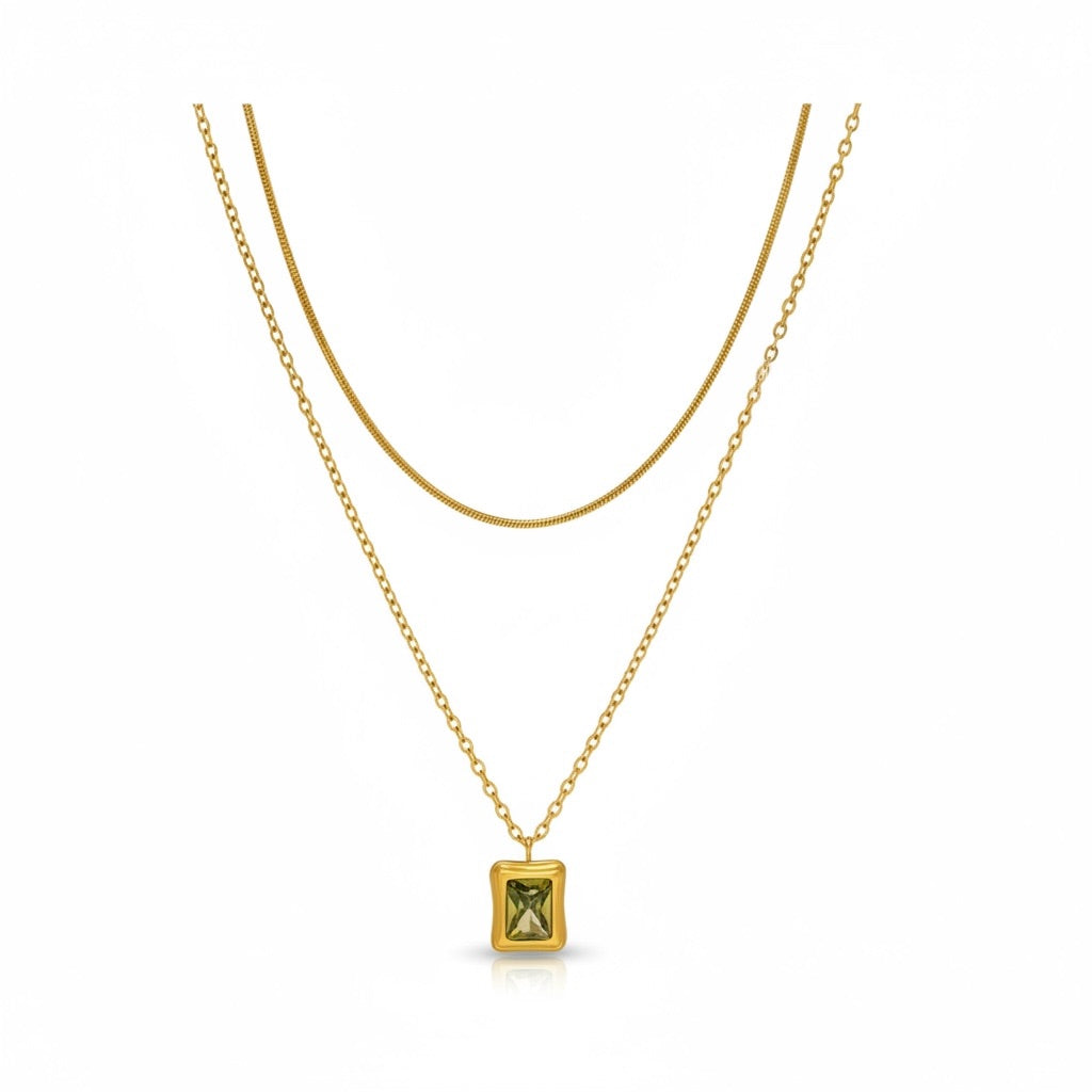 Layered crystal necklace