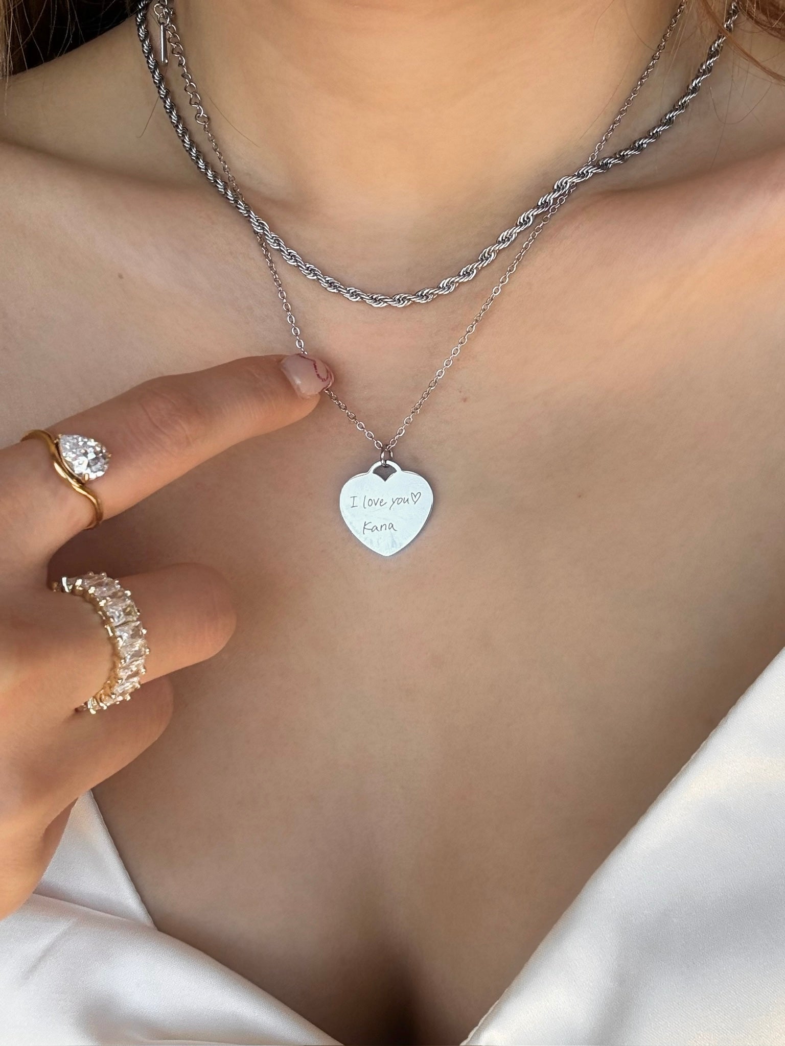 Love etched necklace