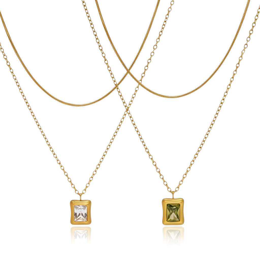 Layered crystal necklace