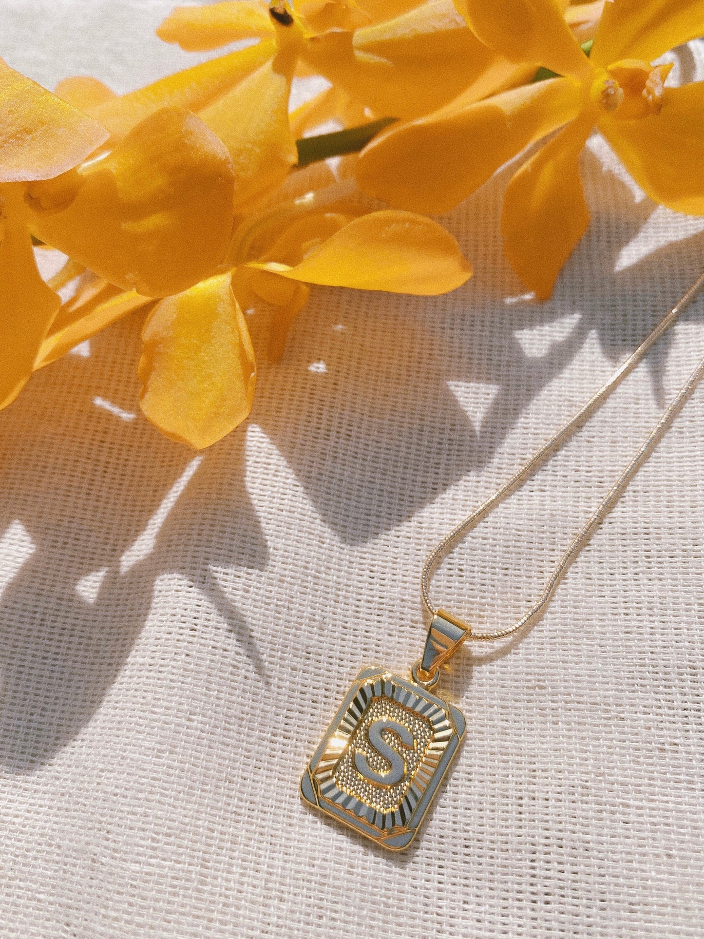 Gold Plate Letter Necklace