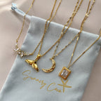 Crystal square frame necklace