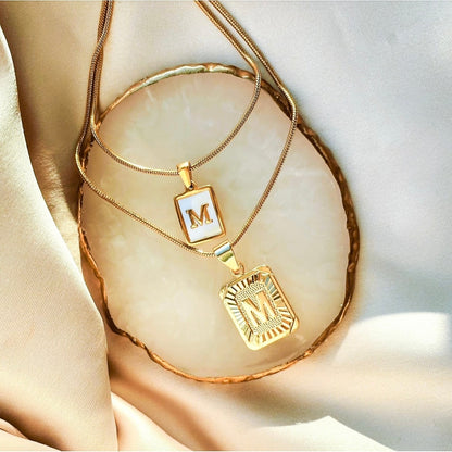 Gold Plate Letter Necklace