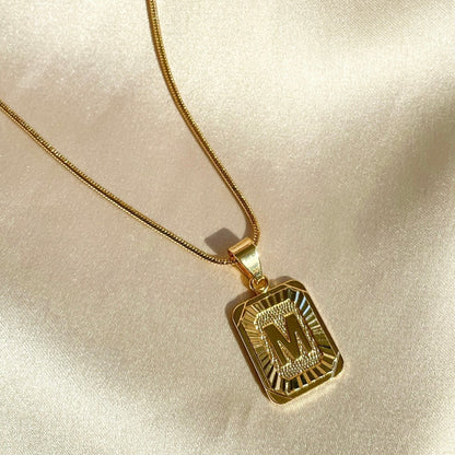 Gold Plate Letter Necklace