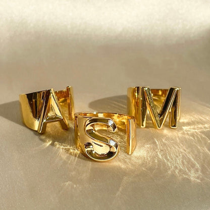 Gold letter ring