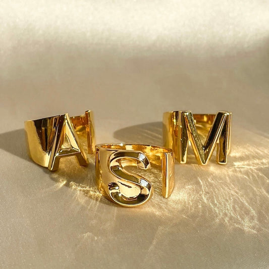 Gold letter ring