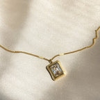 Crystal square frame necklace
